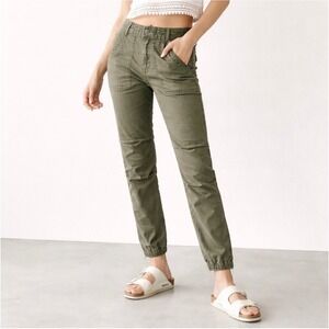 Golden by TNA Aritzia Olive Green‎ Utility Jogger Pants Ankle Zip Women Size 2
